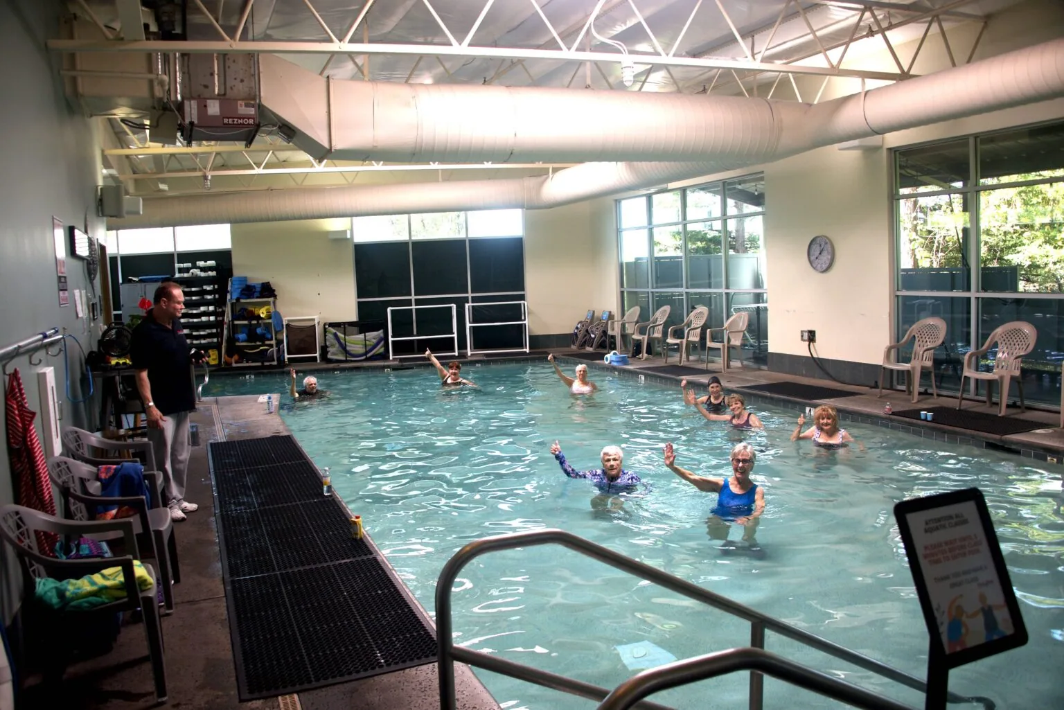 Members in the warm-water pool